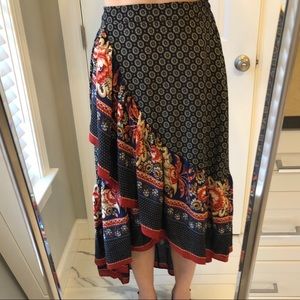 Faux-wrap skirt with high-low hem